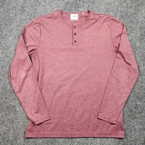 Cuts Henley Shirt Mens Medium Red Long Sleeve Lightweight Knit Casual Tee Top